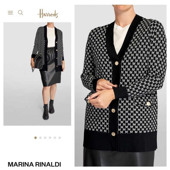 Marina Rinaldi V-Neck Mabel Cardigan black and white print size M - Picture 1 of 14